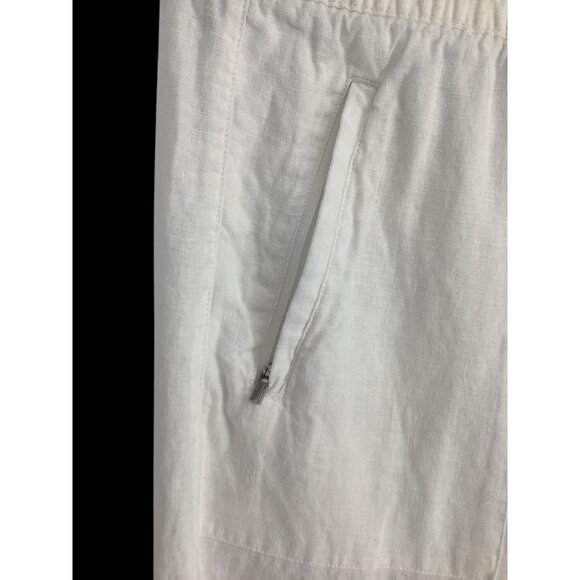 Athleta Cabo Linen Wide Leg Pant Calla Lily White Size 6 With Elastic Waist - Picture 5 of 10